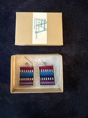 NEW Handwoven in Maine Rectangular Stripe Drop Earrings - Multicolor